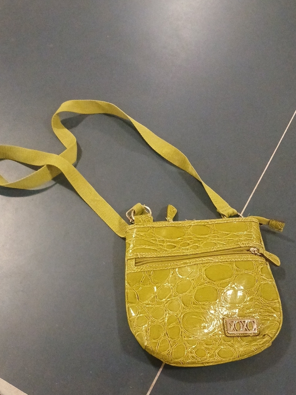 XOXO Olive Croc-Embossed Crossbody Bag